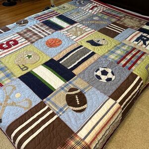 Pottery Barn Kids sports quilt. Queen